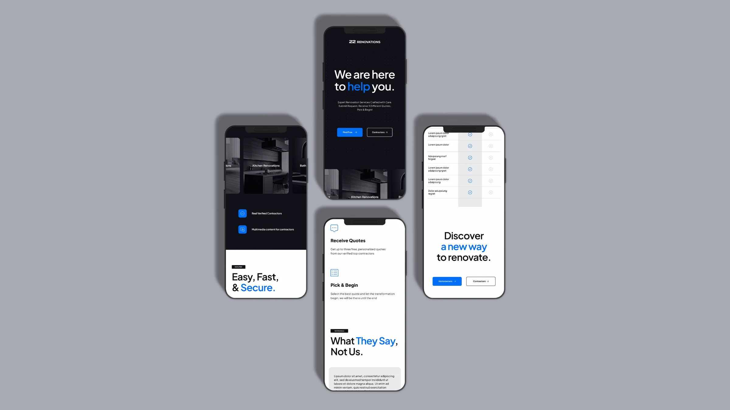 22 Renovations mobile app screens
