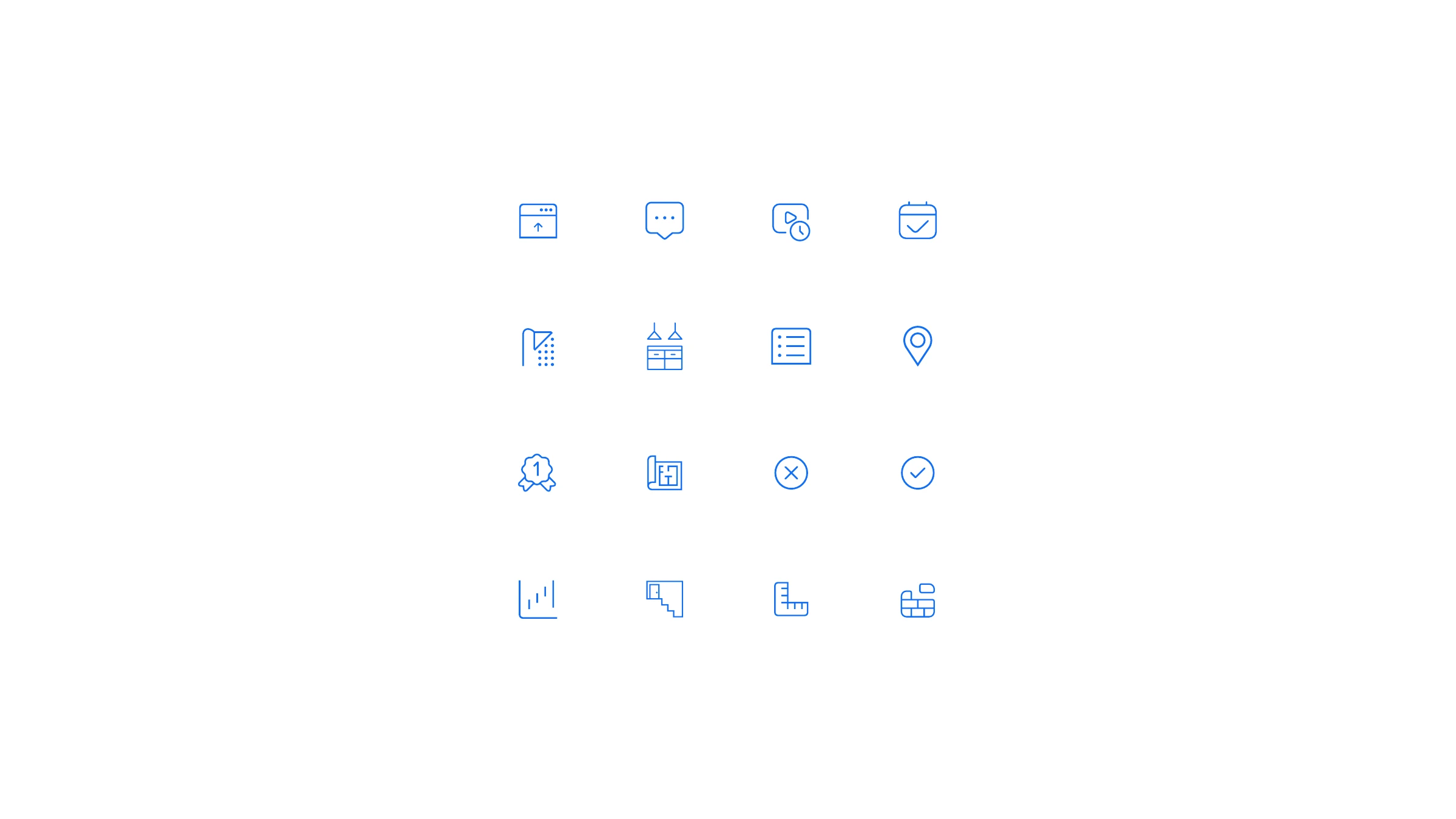 22 Renovations 1-pixel line iconographic system