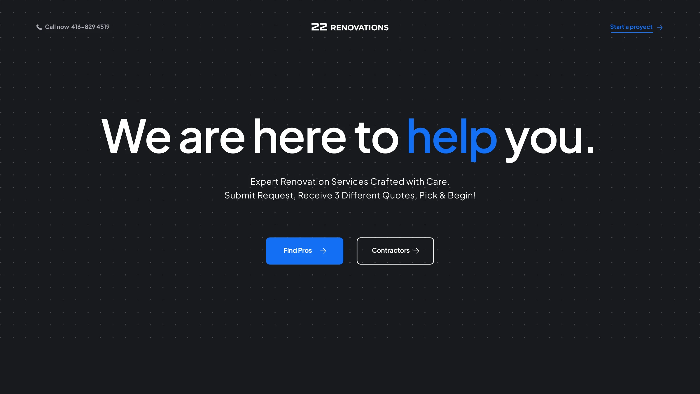 22 Renovations website — we are here to help you