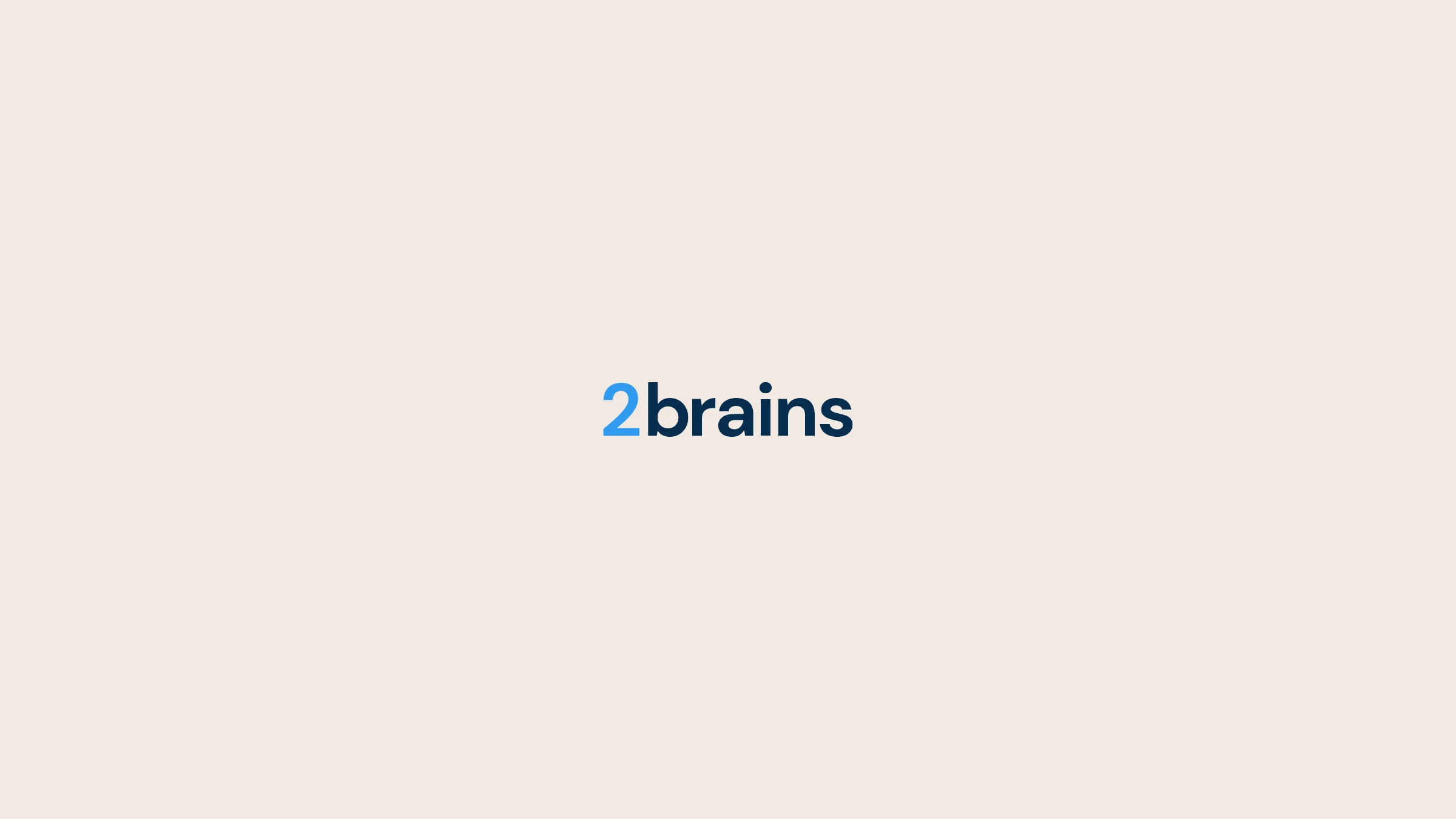 2brains wordmark in navy and blue on cream