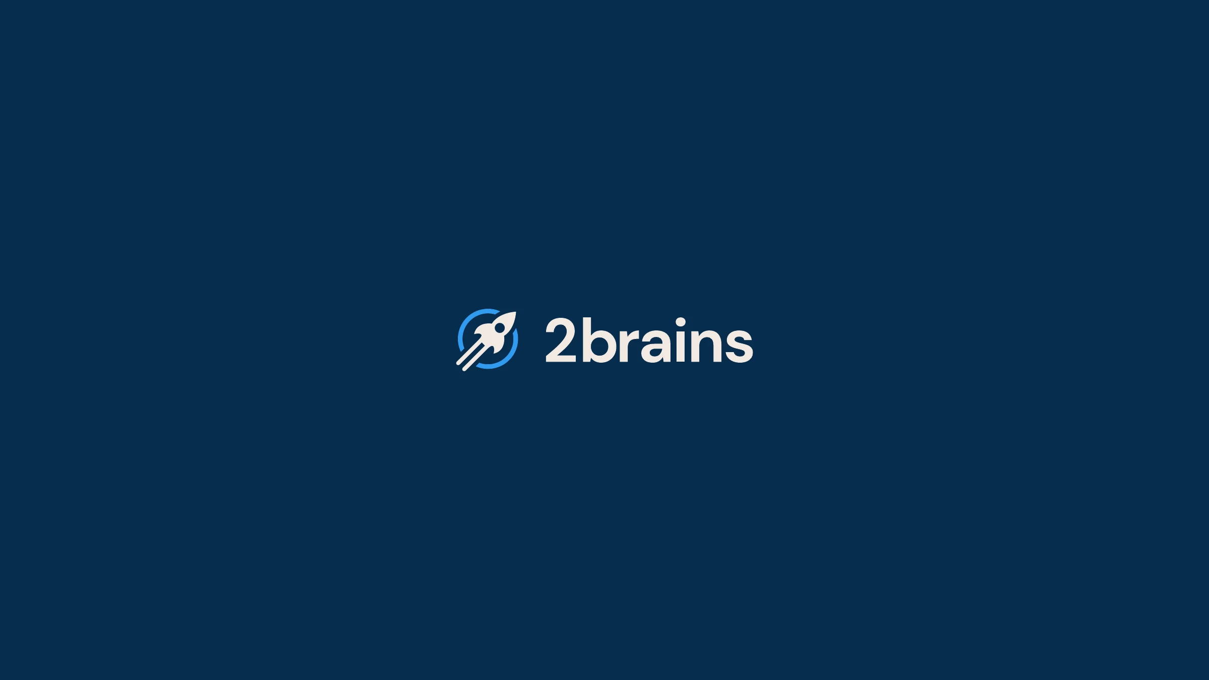 2brains wordmark reversed — cream and blue on navy