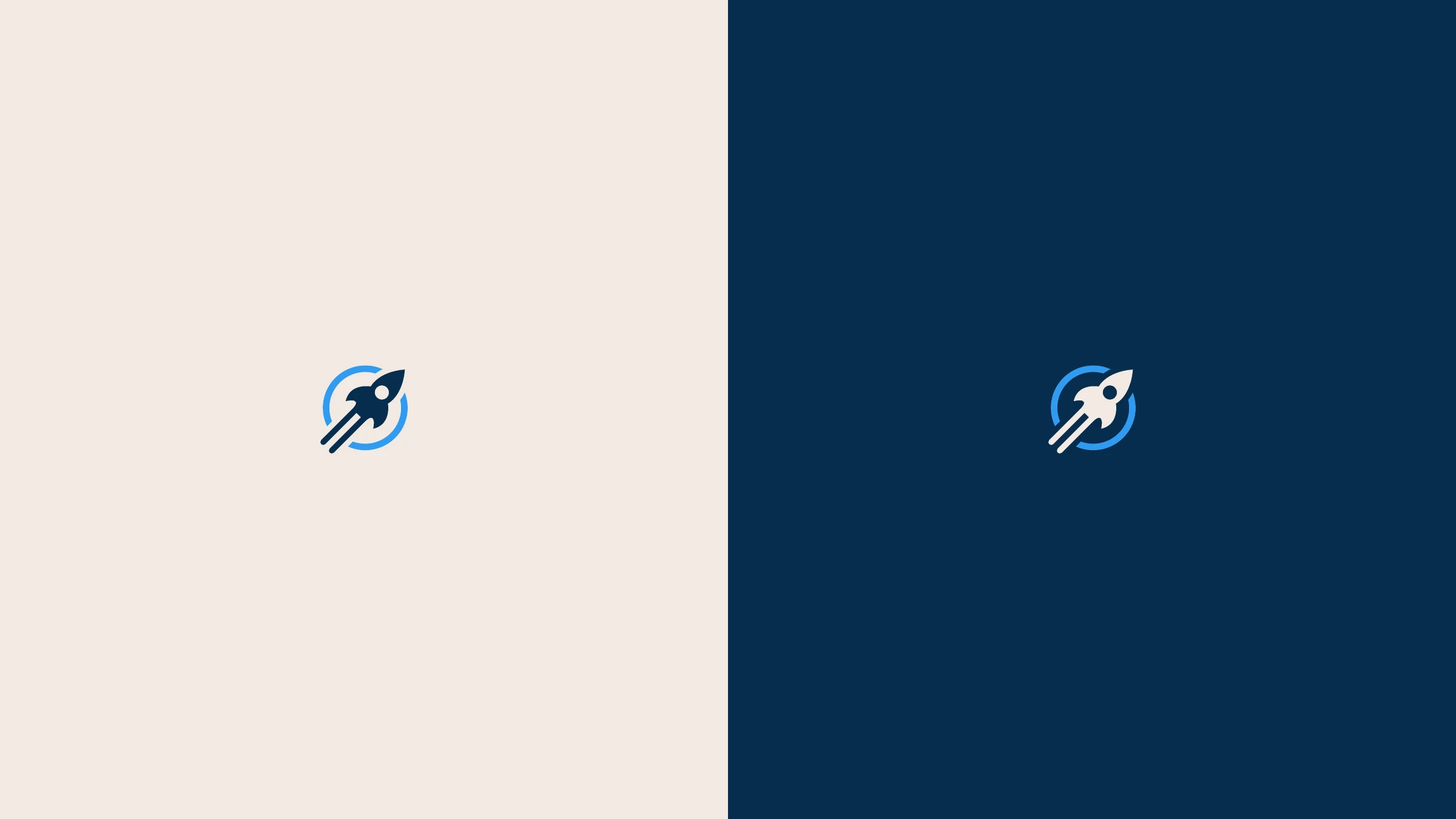 The 2brains rocket isotype on light and dark backgrounds