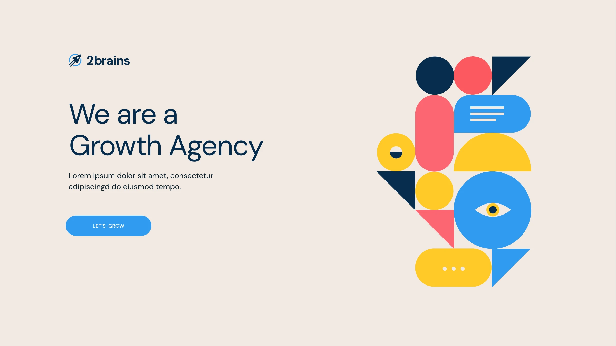 We are a Growth Agency — 2brains website hero, light
