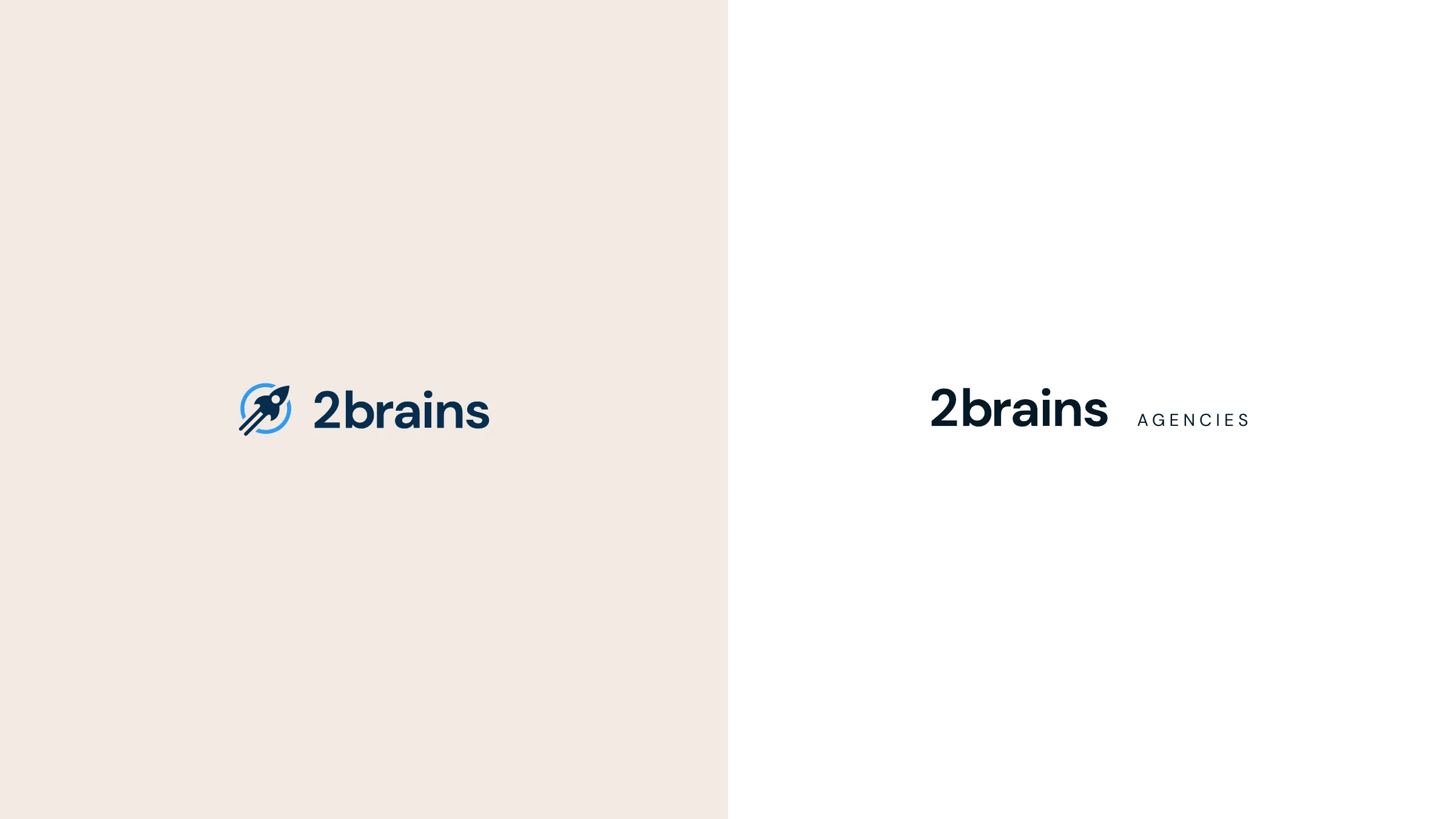 Brand architecture — the 2brains master logo beside the 2brains Agencies lockup