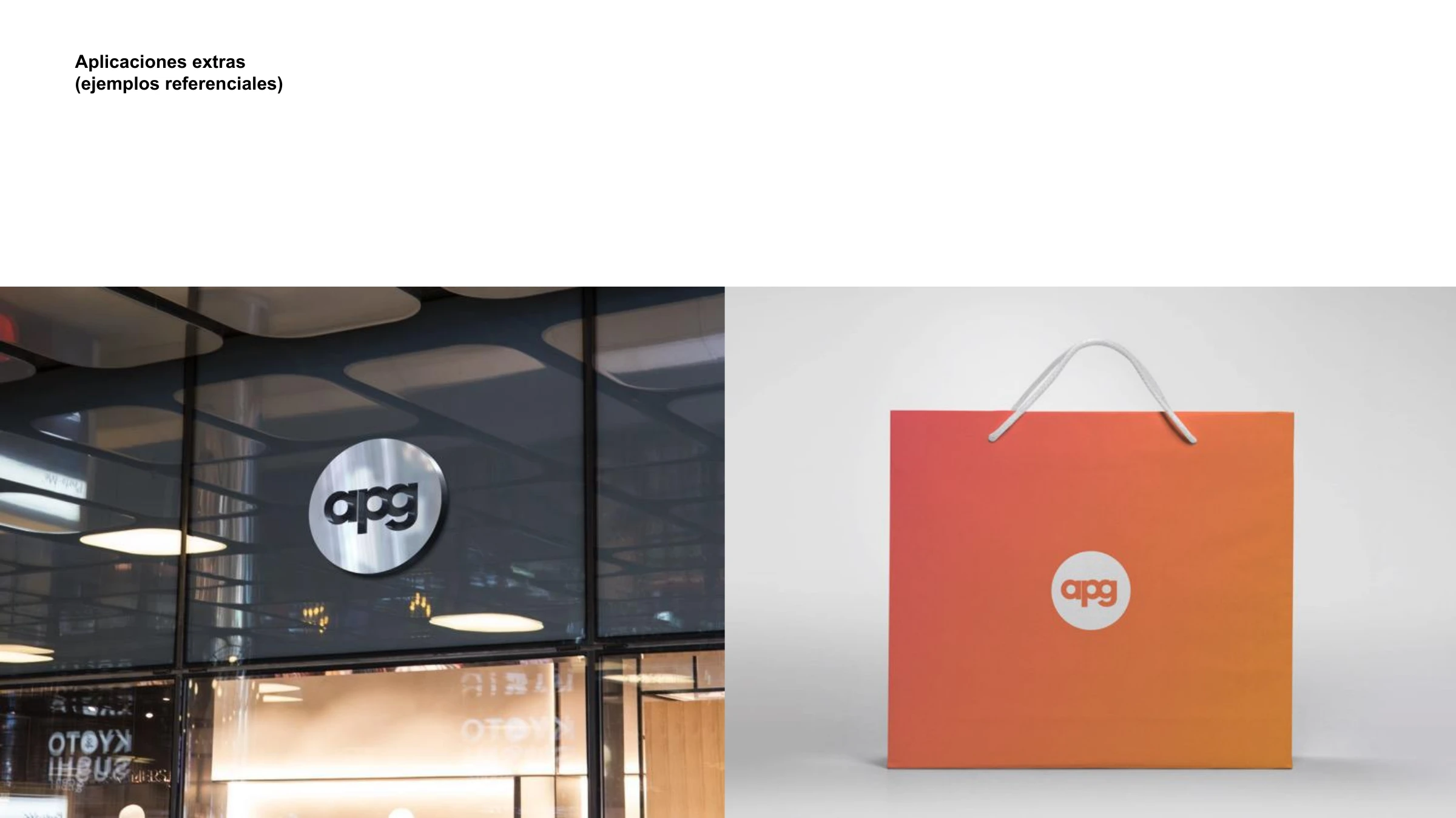 An APG storefront sign and an orange branded shopping bag