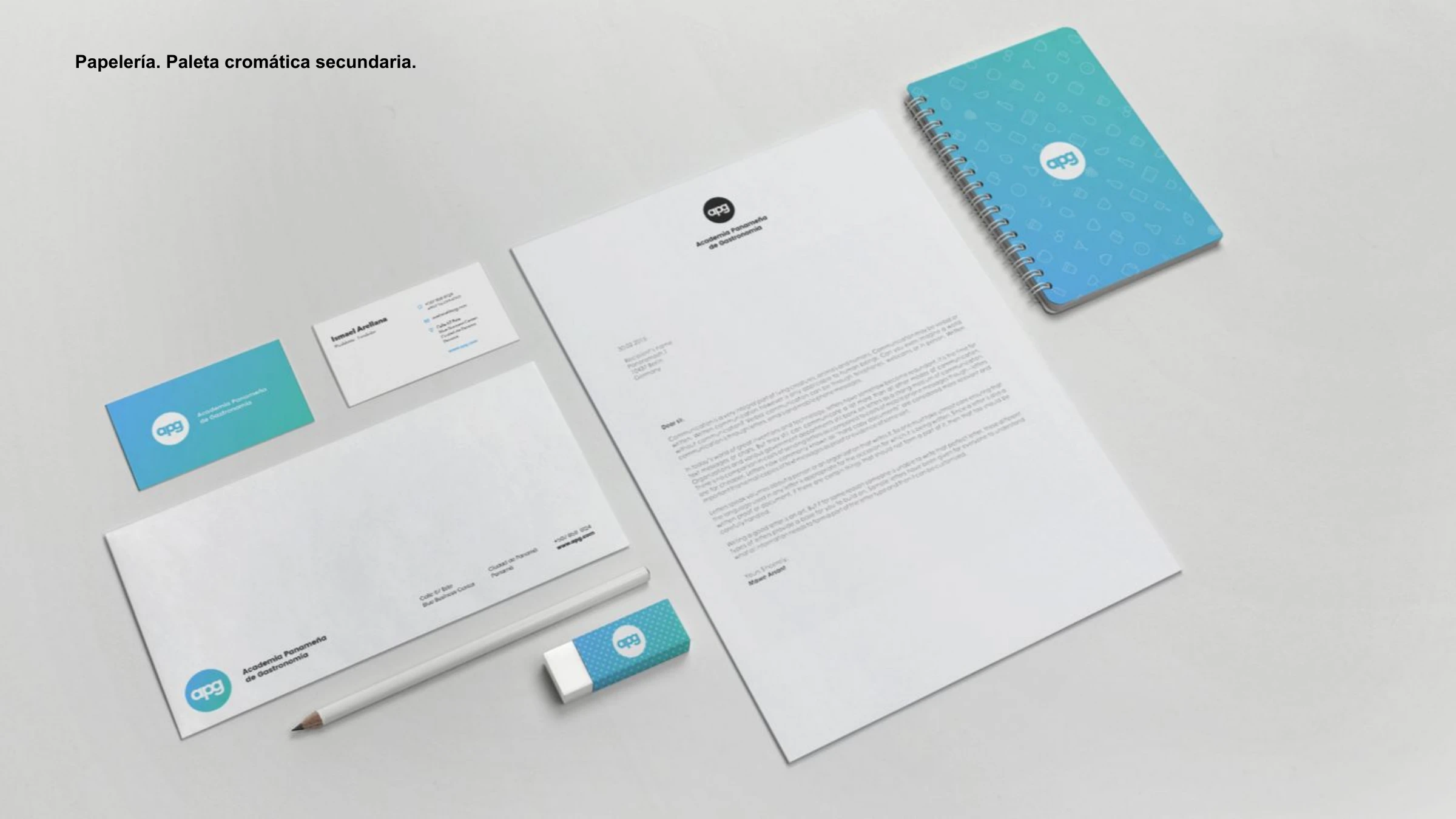 APG stationery in the fresh palette — the same set in blue and teal