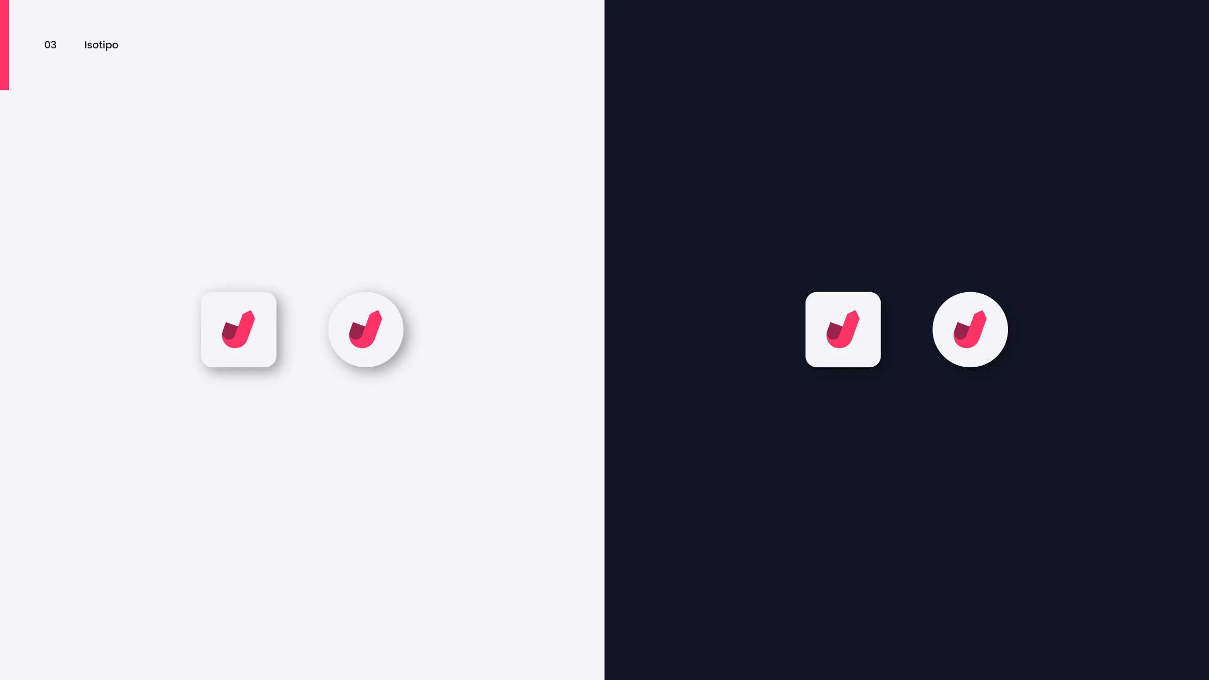 The Apptivalo isotype as a squircle and circular app icon, on light and navy