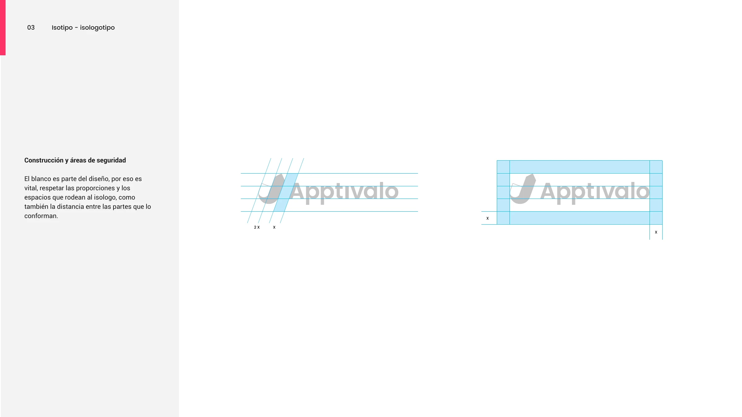 Logo construction and clear space — the swoosh and wordmark on a grid