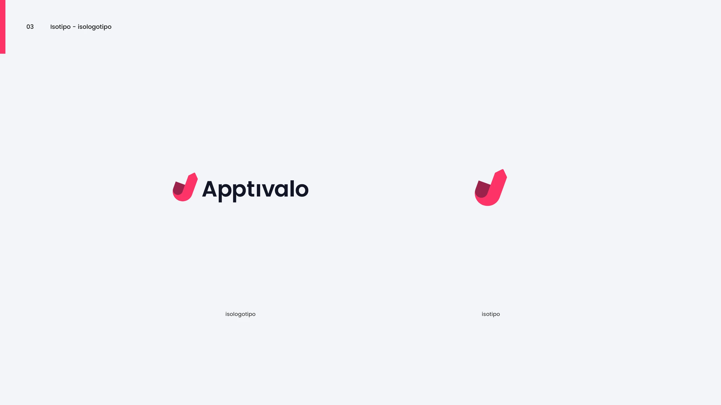 The Apptivalo isologotipo and isotype — the crimson swoosh symbol with the wordmark