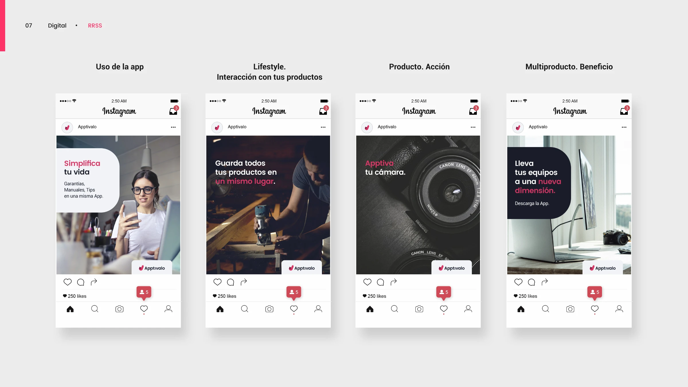Instagram posts — use of the app, lifestyle, product action and multi-product benefit