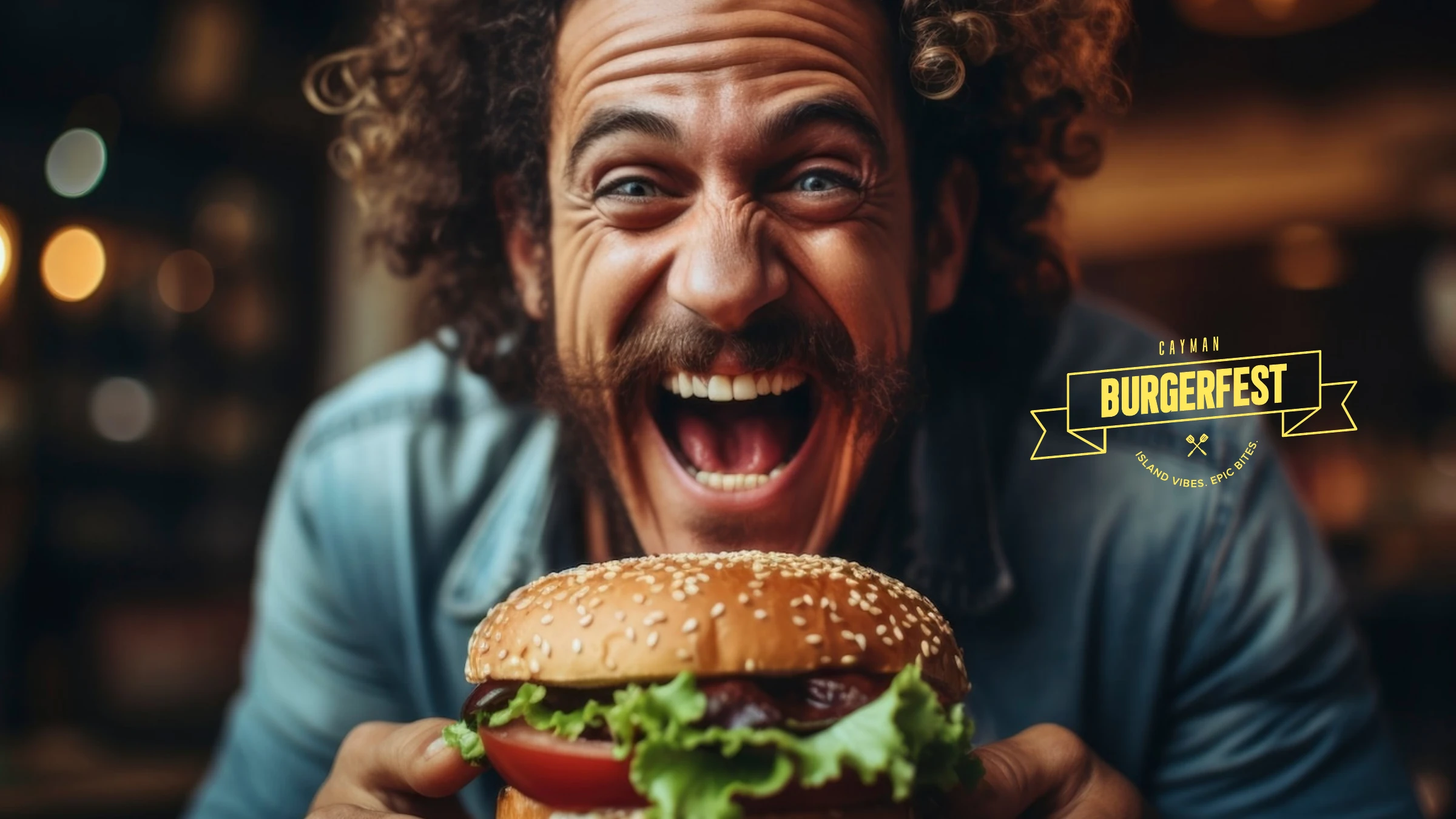 Burgerfest — man biting into an epic burger