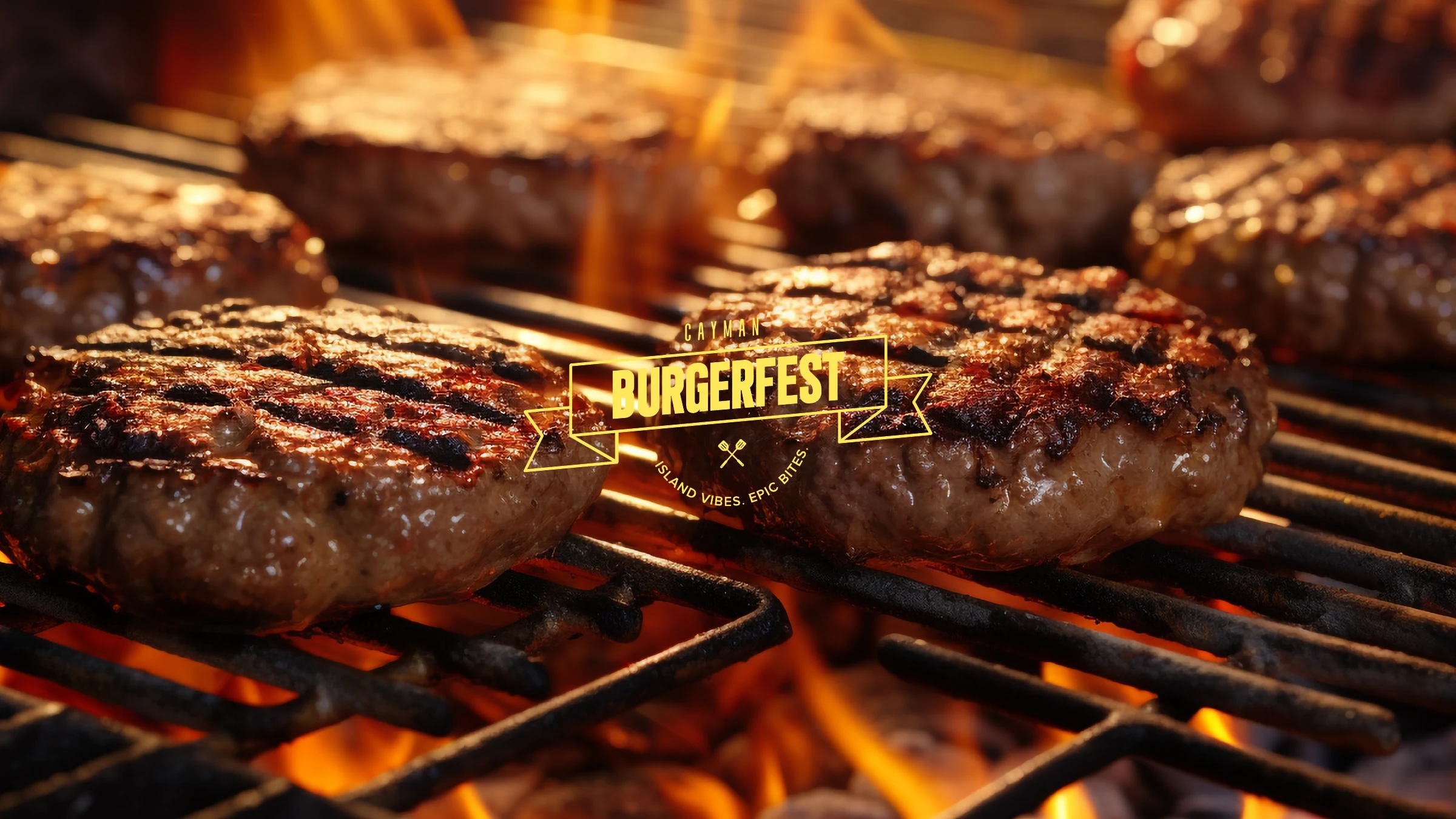 Burgerfest — patties on the flame grill