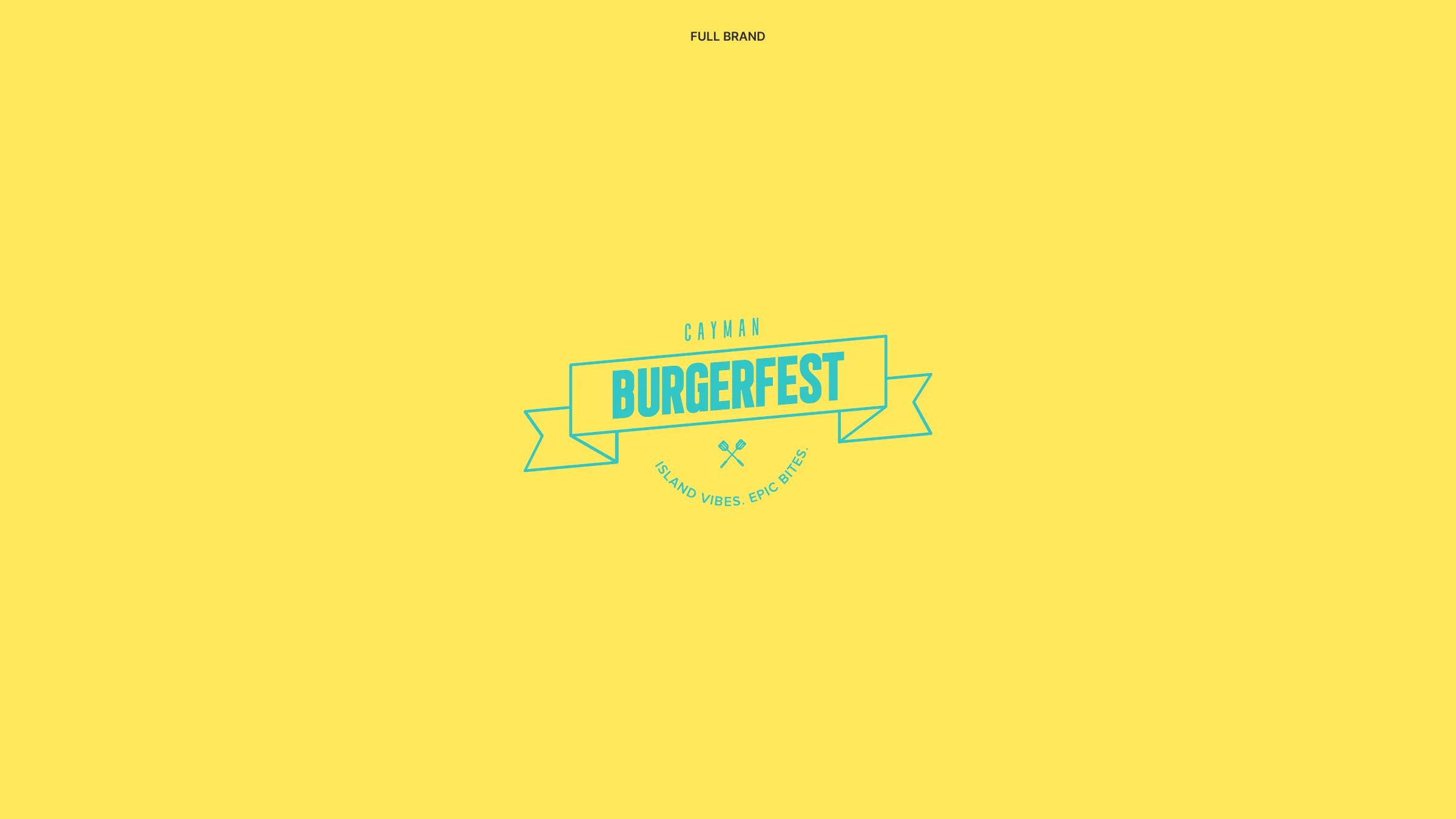 Cayman Burgerfest logo — ribbon banner, island vibes epic bites