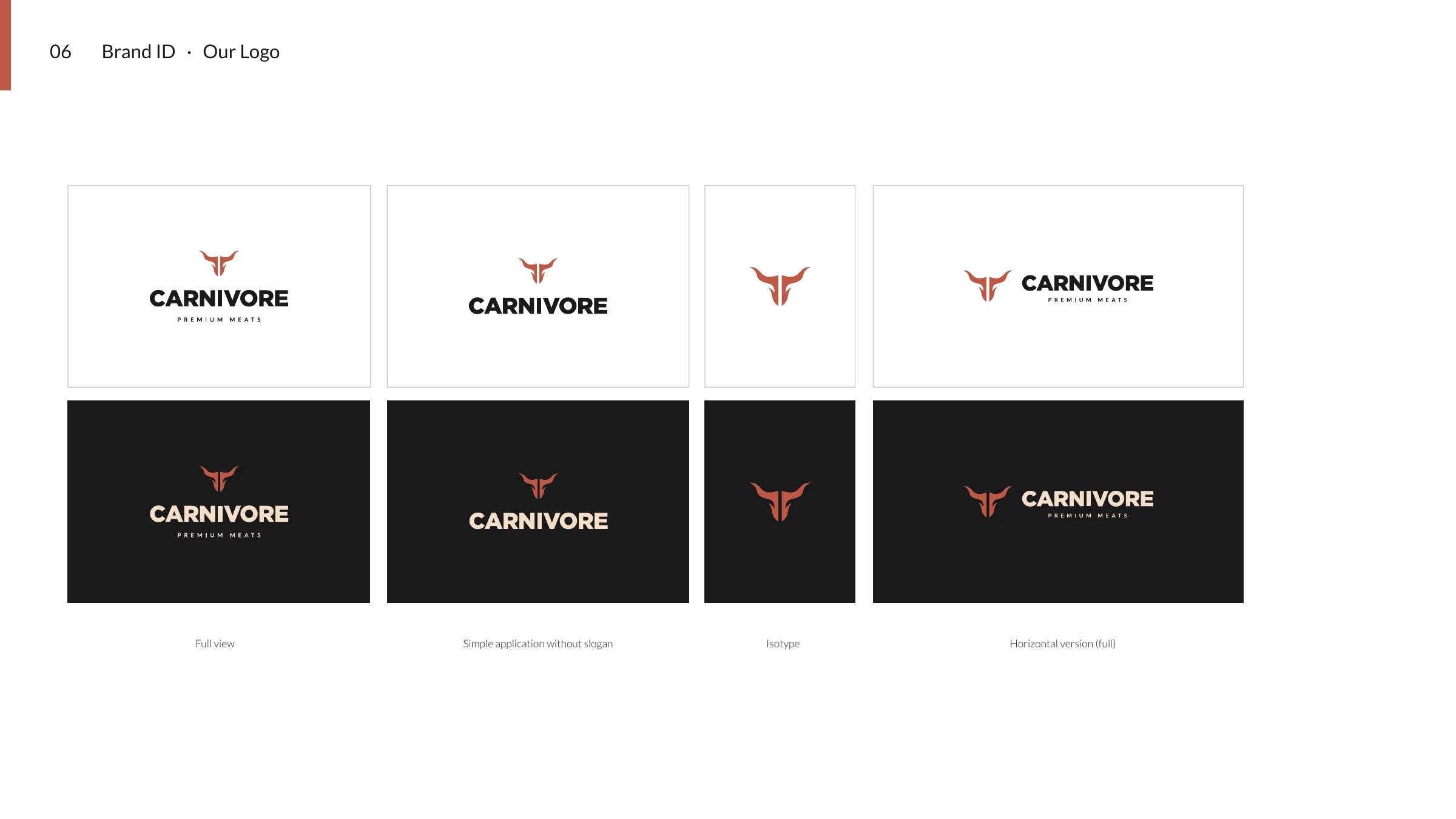 Carnivore logo variations on light and dark