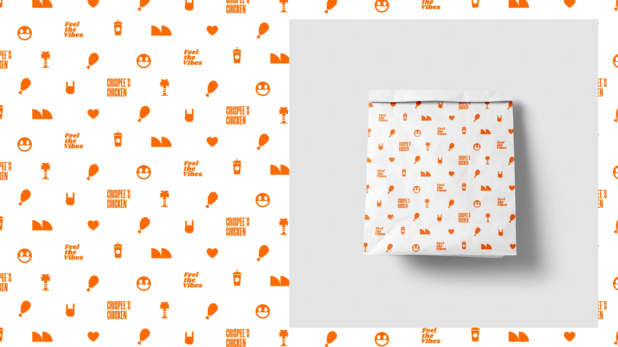 Crispee's Chicken icon-pattern takeout bag