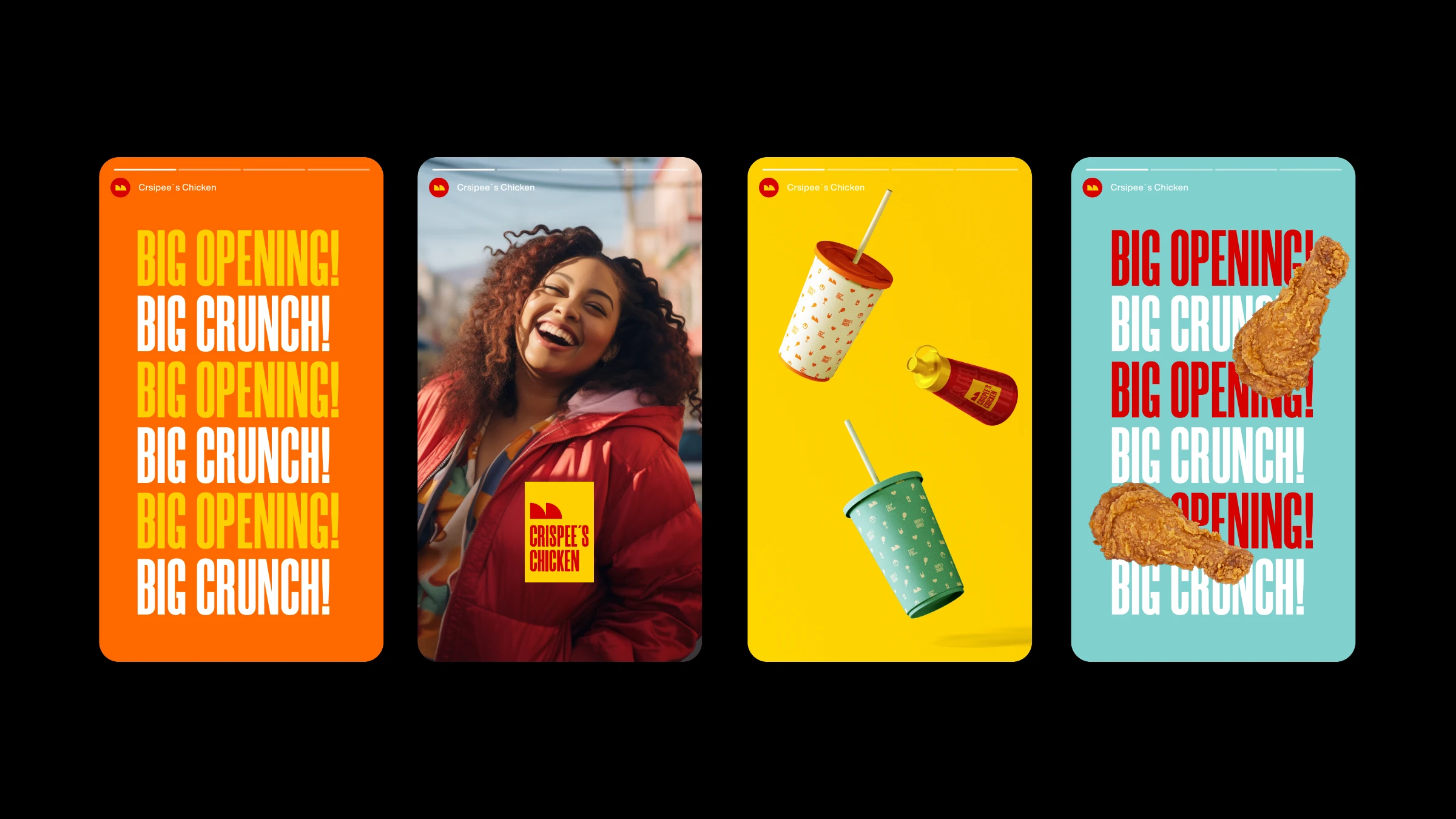 Crispee's Chicken branded cups and social stories