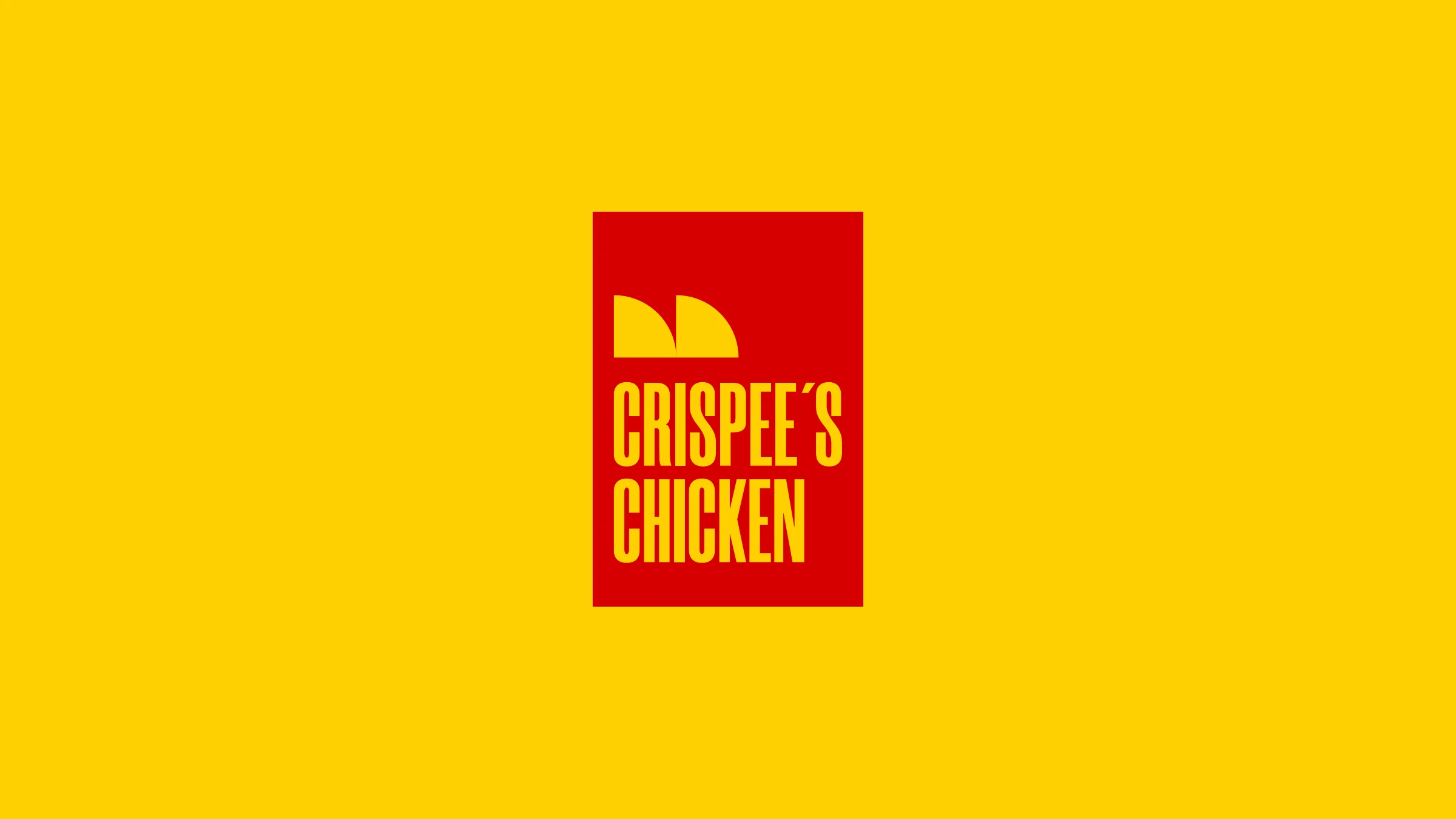 Crispee's Chicken logo — stamp-style wordmark in a red box on yellow