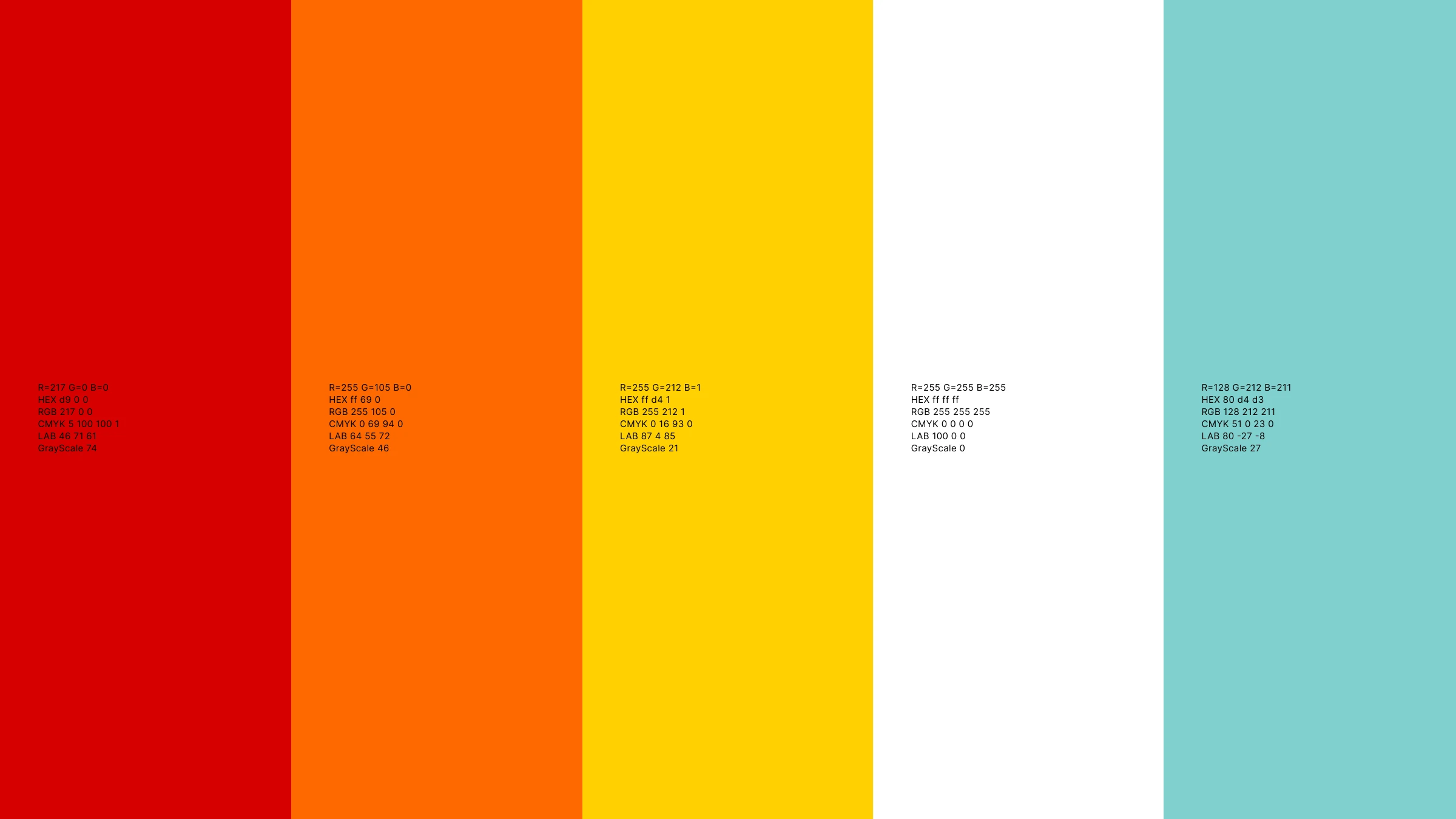 Crispee's Chicken colour palette — red, orange, yellow, white, teal