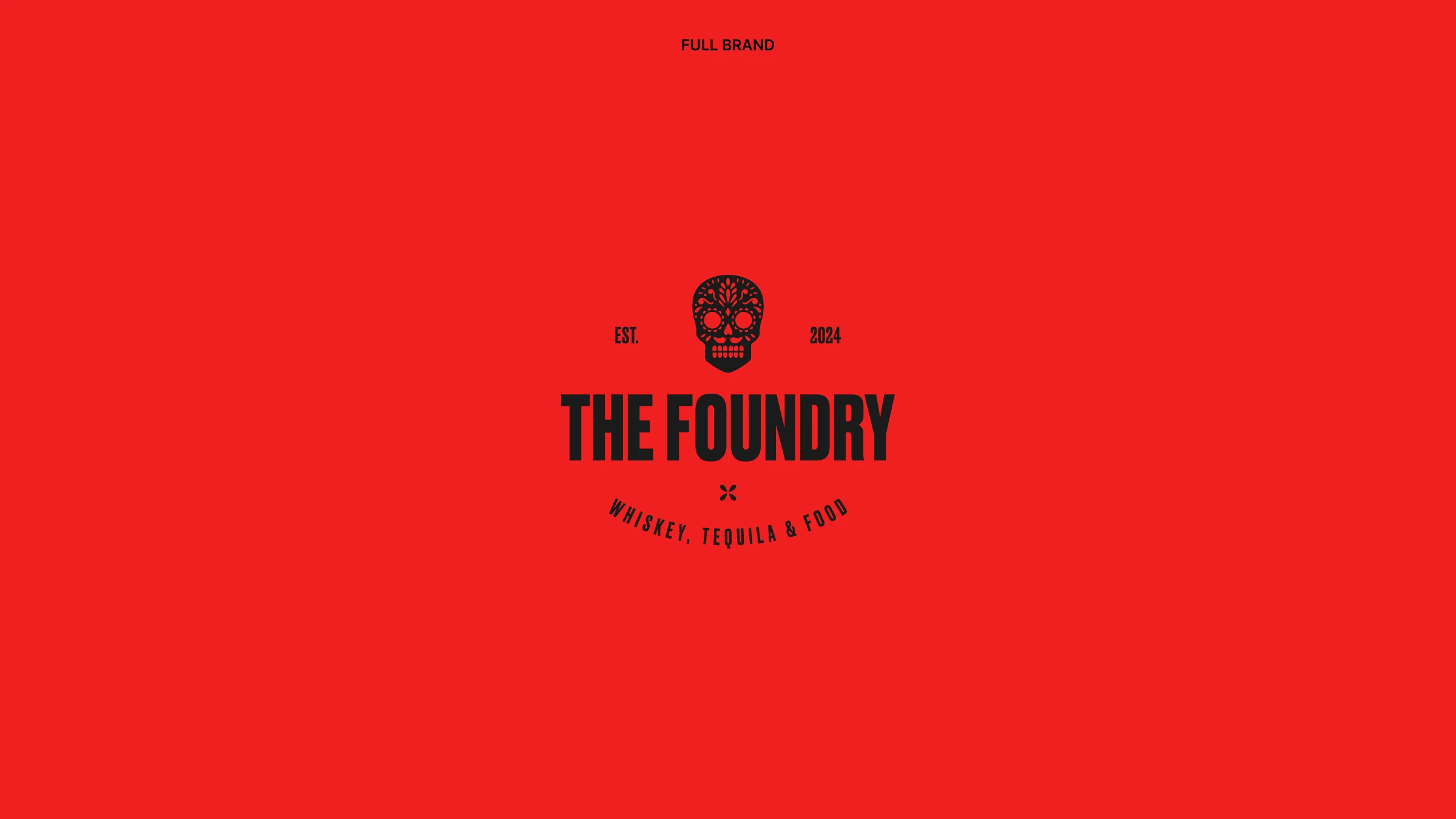 The full Foundry brand lockup in black on fire-engine red