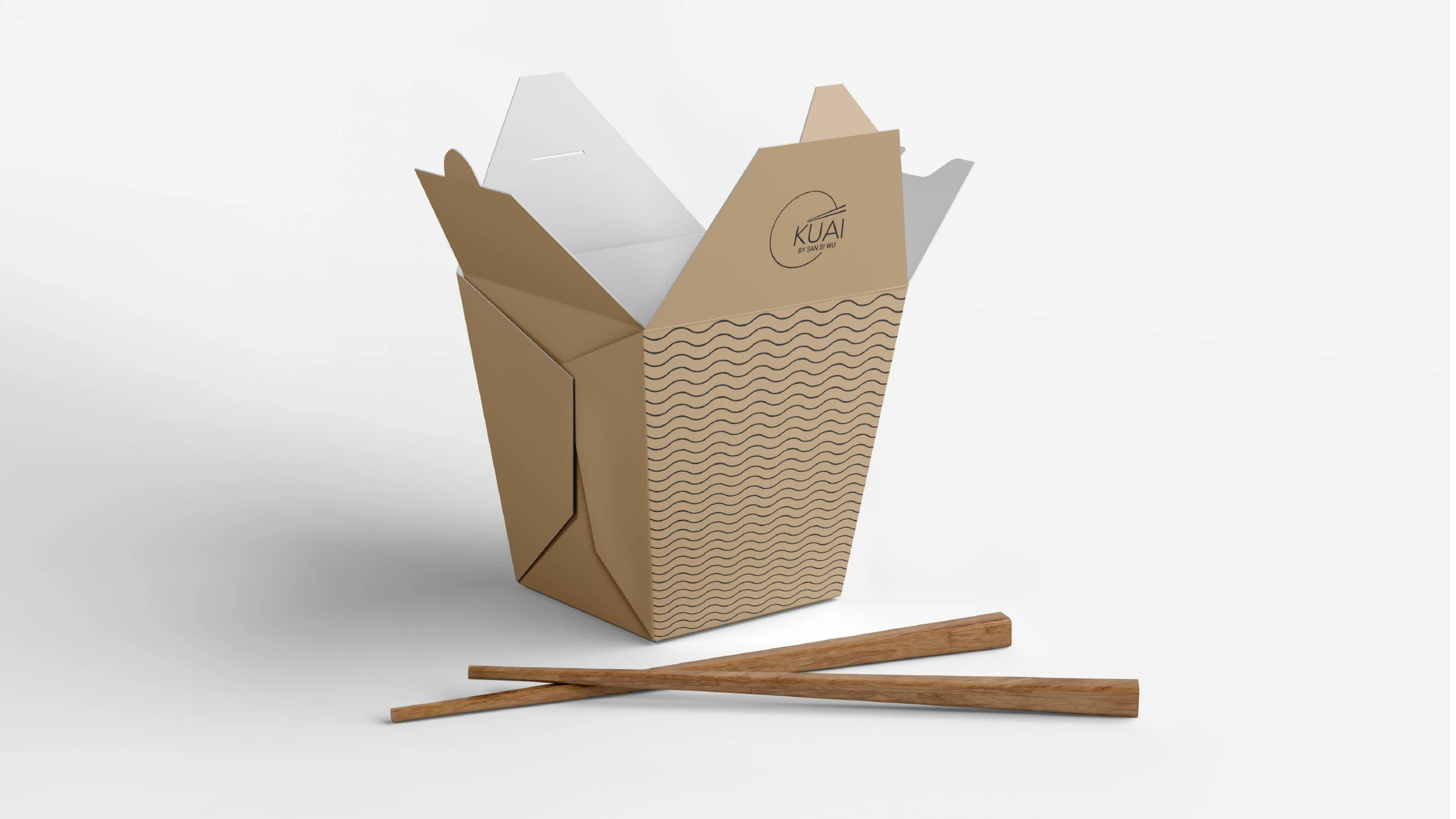 KUAI kraft takeout box with gold wave pattern