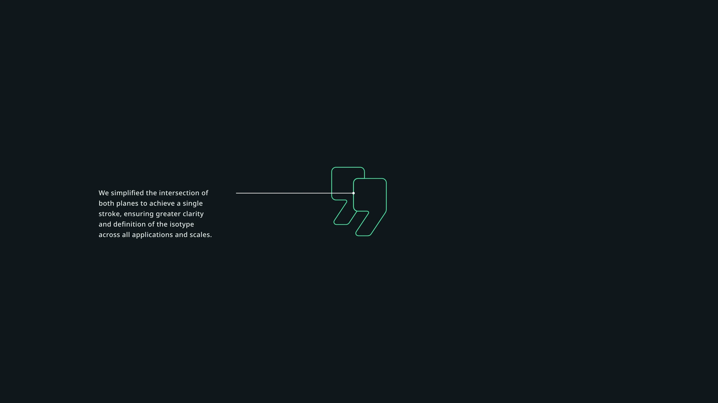 Isotype construction — both planes simplified into a single stroke