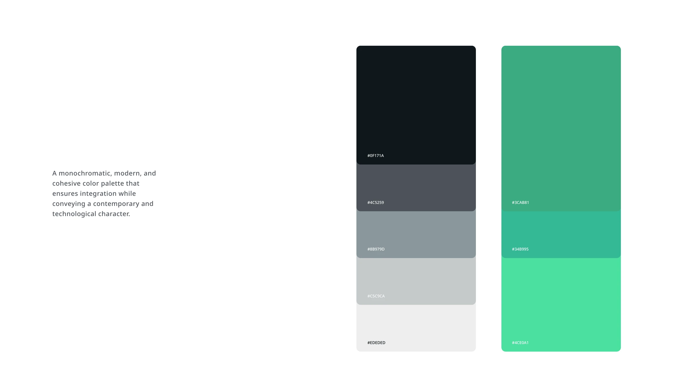 Litguide color system — a monochromatic dark-to-light scale with greens
