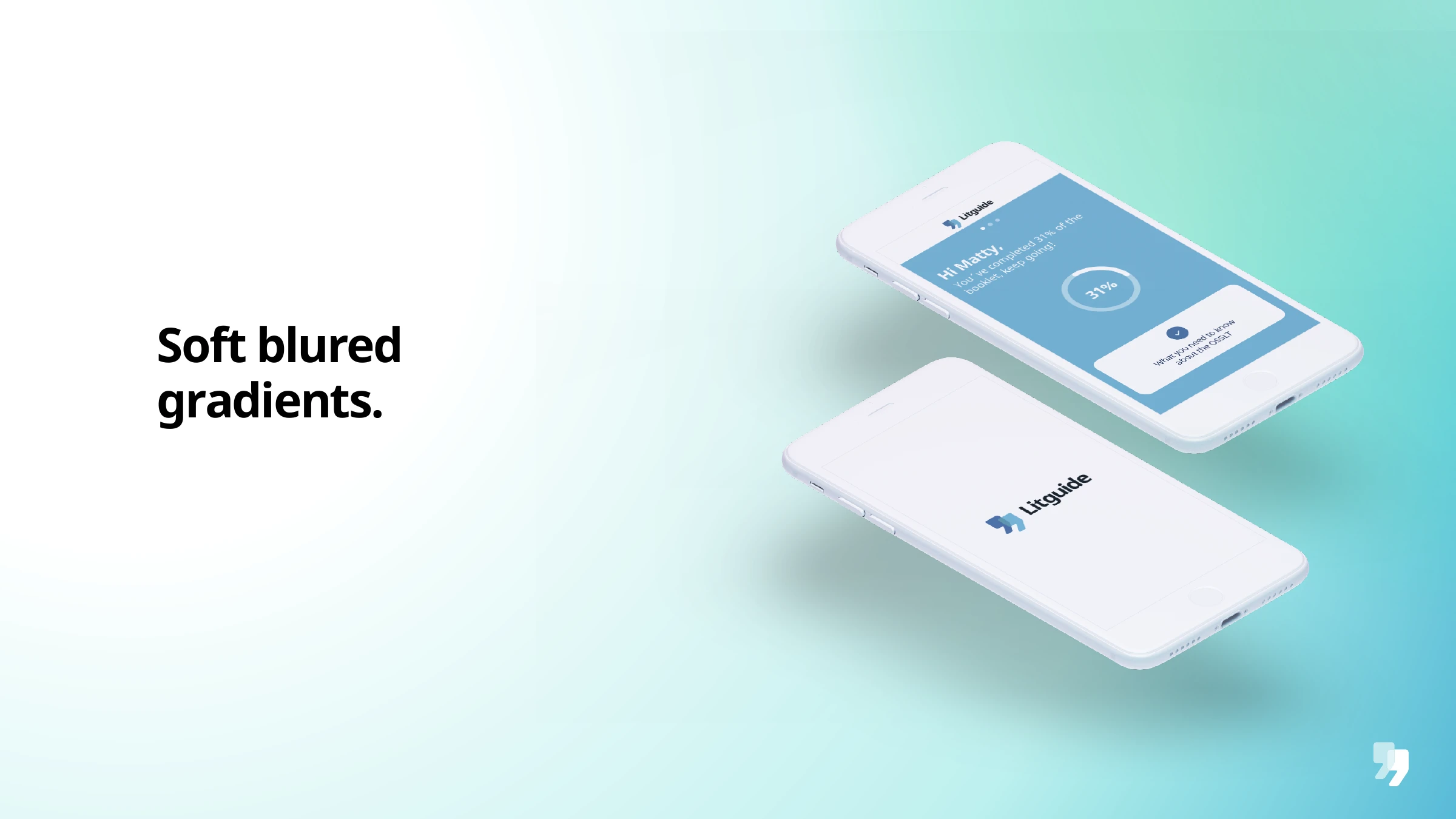 Soft blurred gradients across two Litguide phone mockups