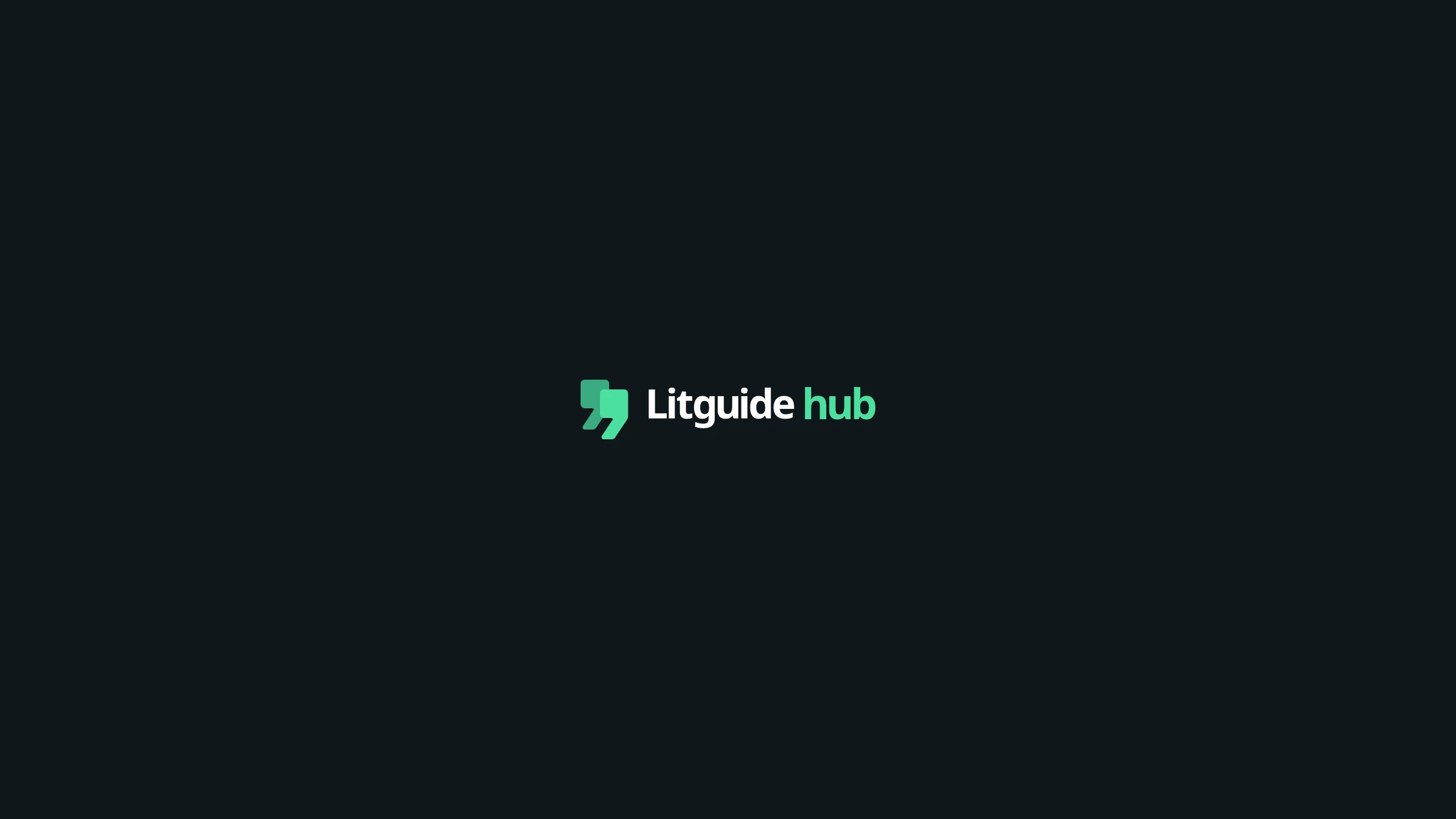 Litguide hub sub-brand lockup — the speech-mark isotype with the Litguide hub wordmark