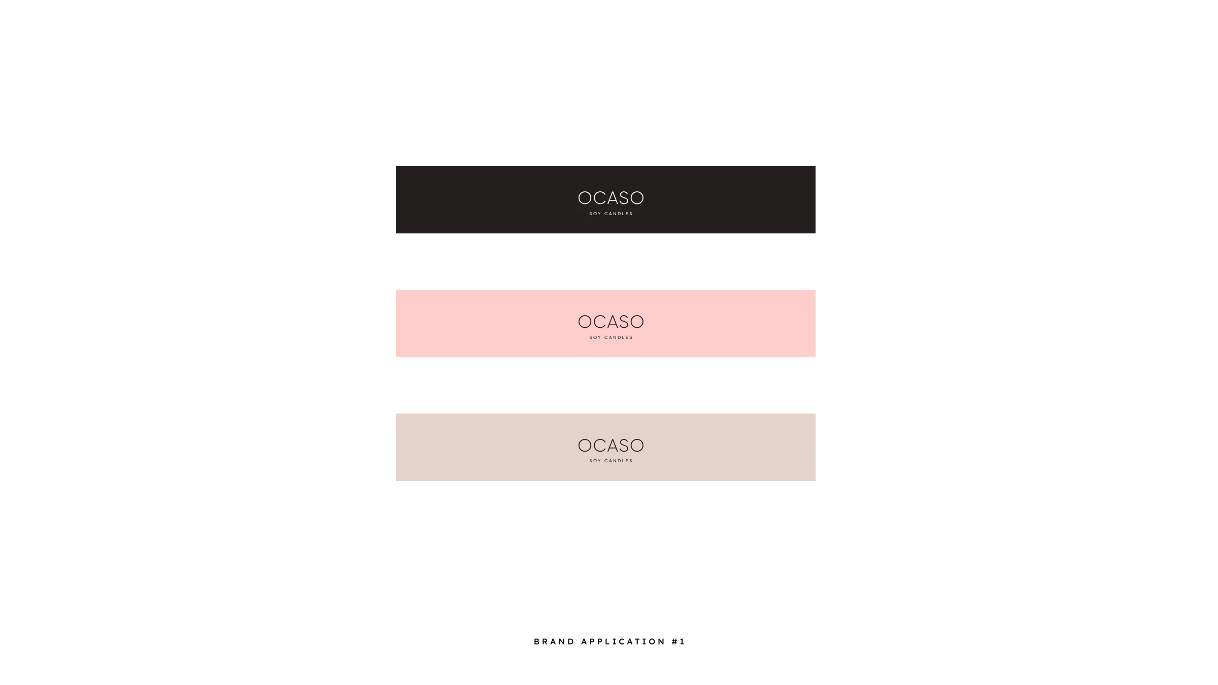 The OCASO logo across dark, blush and dun backgrounds