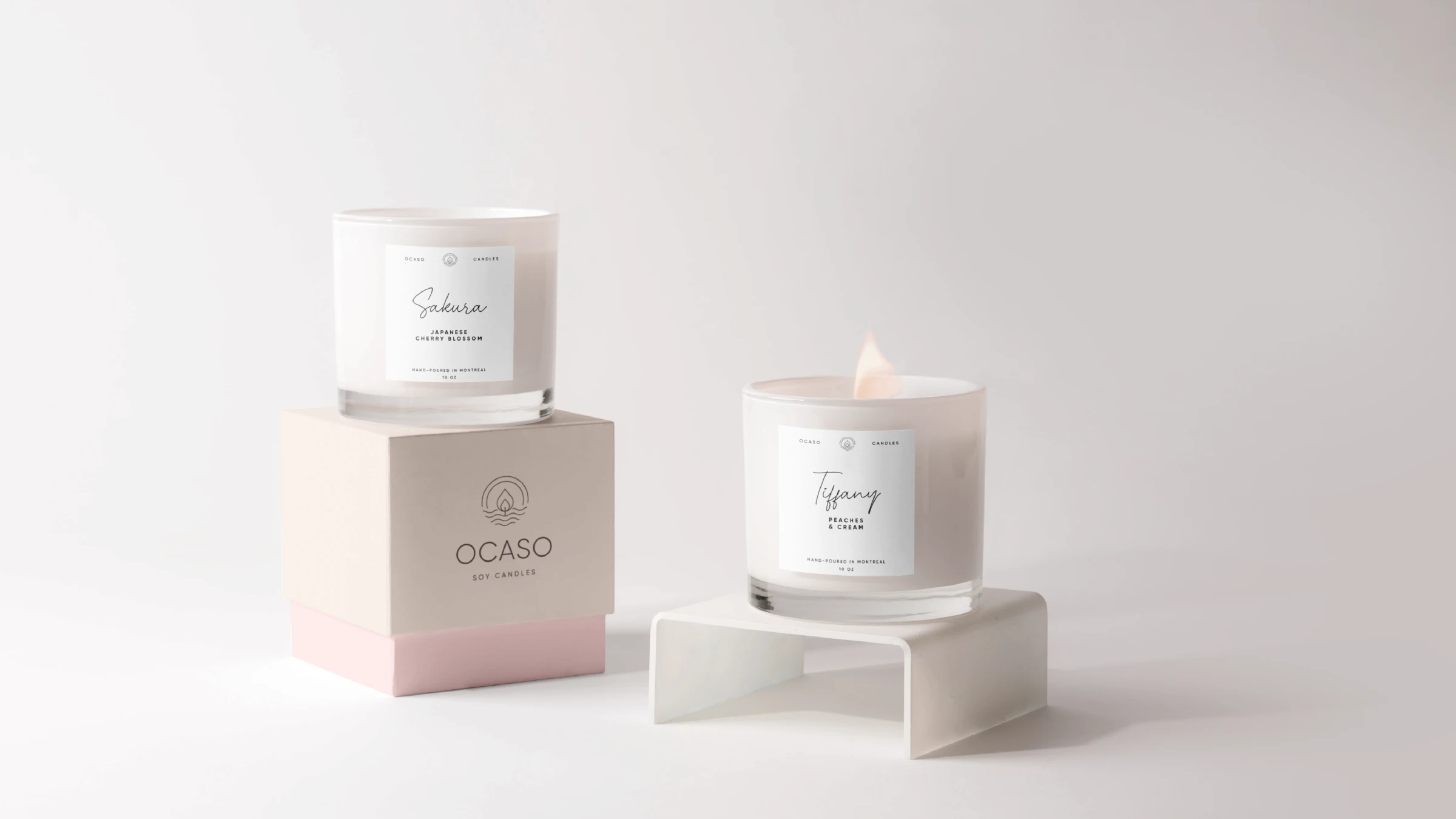 OCASO candles and gift box still life
