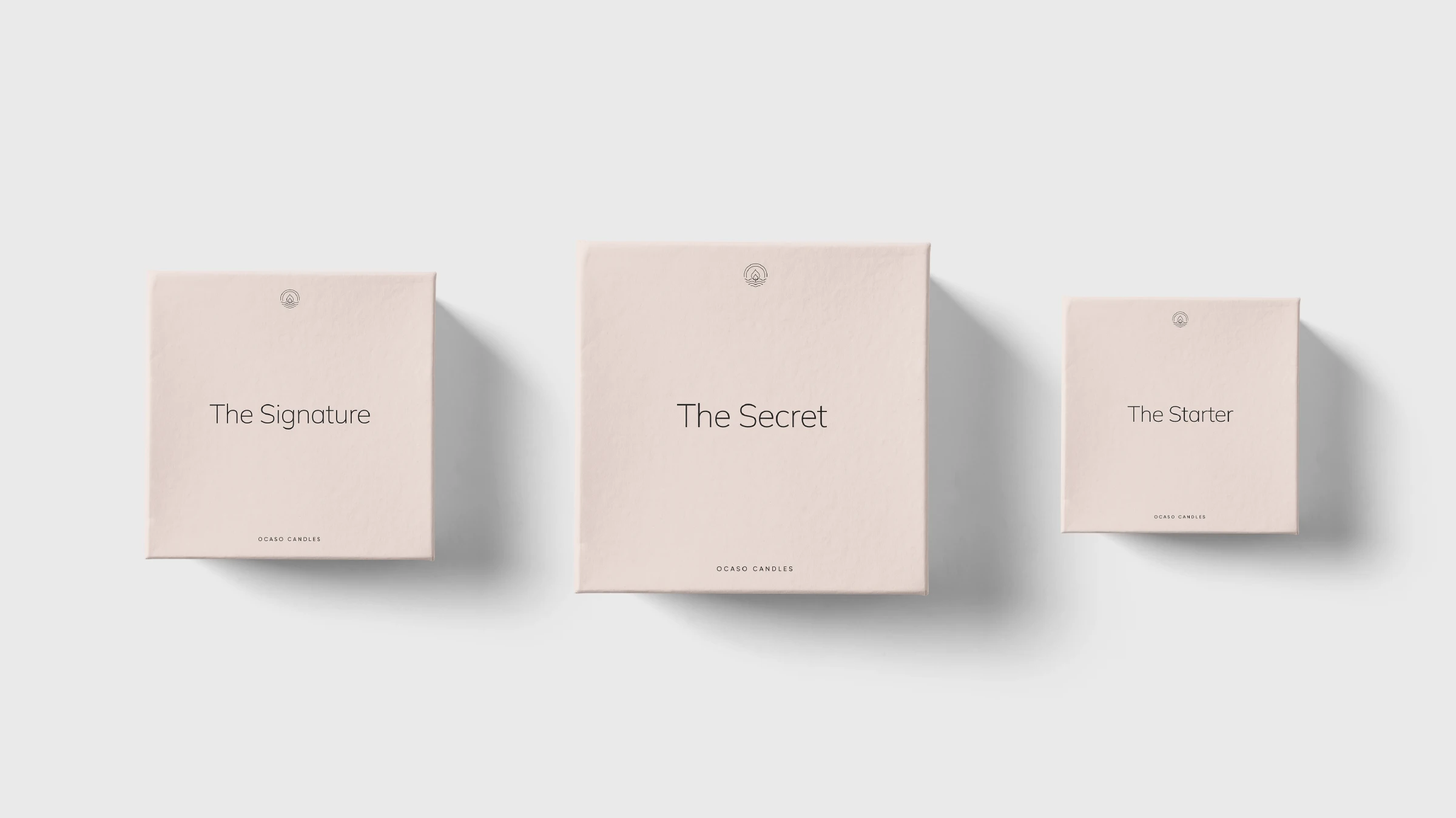 The OCASO kit boxes — The Signature, The Secret and The Starter