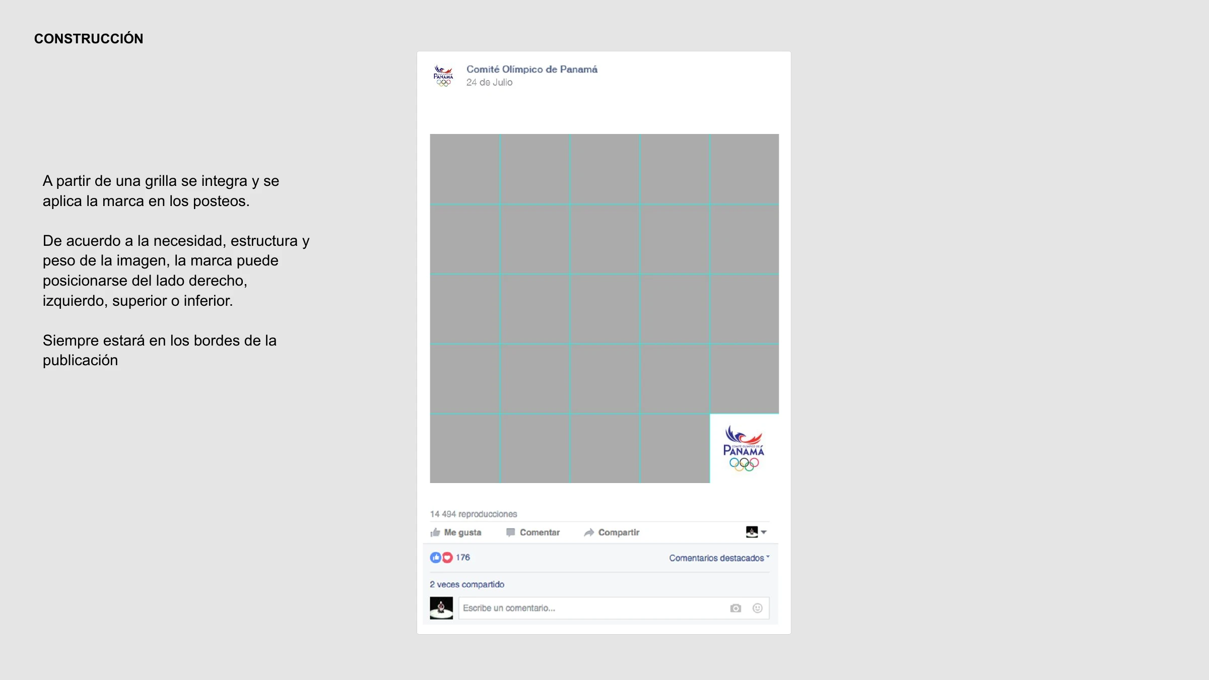 Construction — a grid integrates the committee's mark into posts, positioned to the edges of the publication