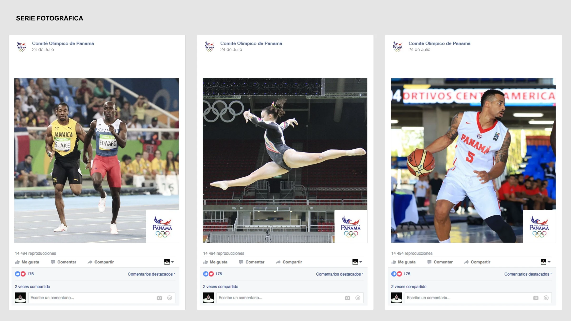 Serie Fotográfica — photographic posts of Panamanian athletes with the committee mark