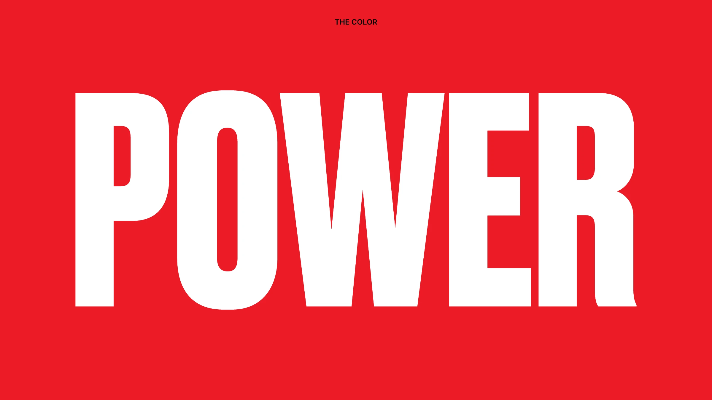 POWER set in bold condensed white type on red — the brand's voice