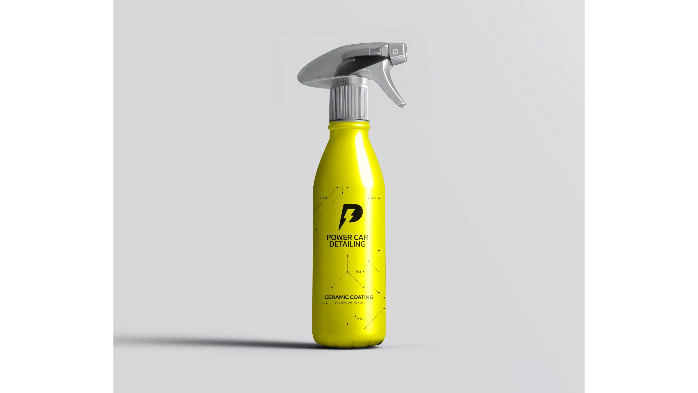 Power Car Detailing yellow ceramic-coating spray bottle — showroom-ready