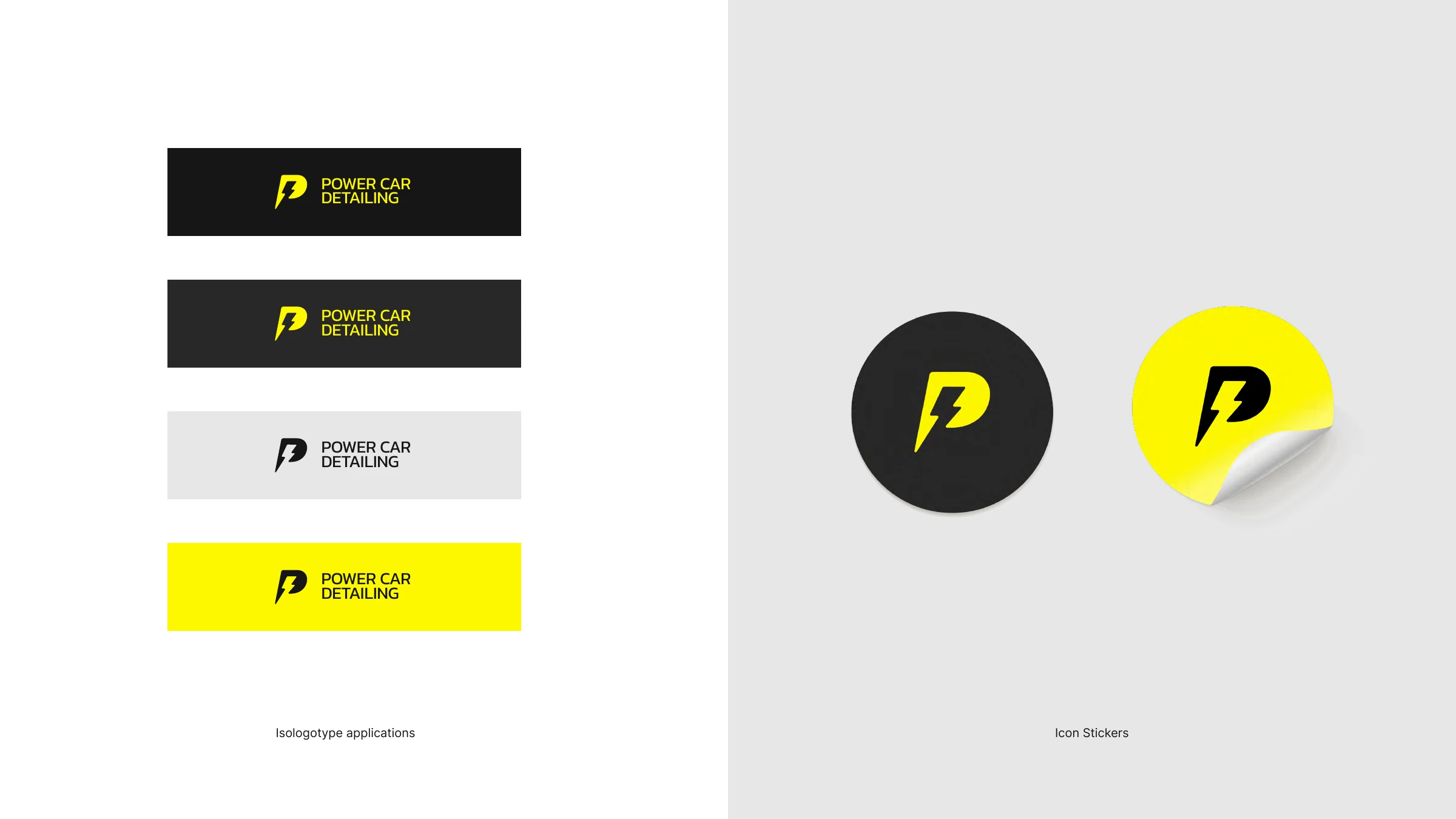 Power Car Detailing isologotype applications and icon stickers