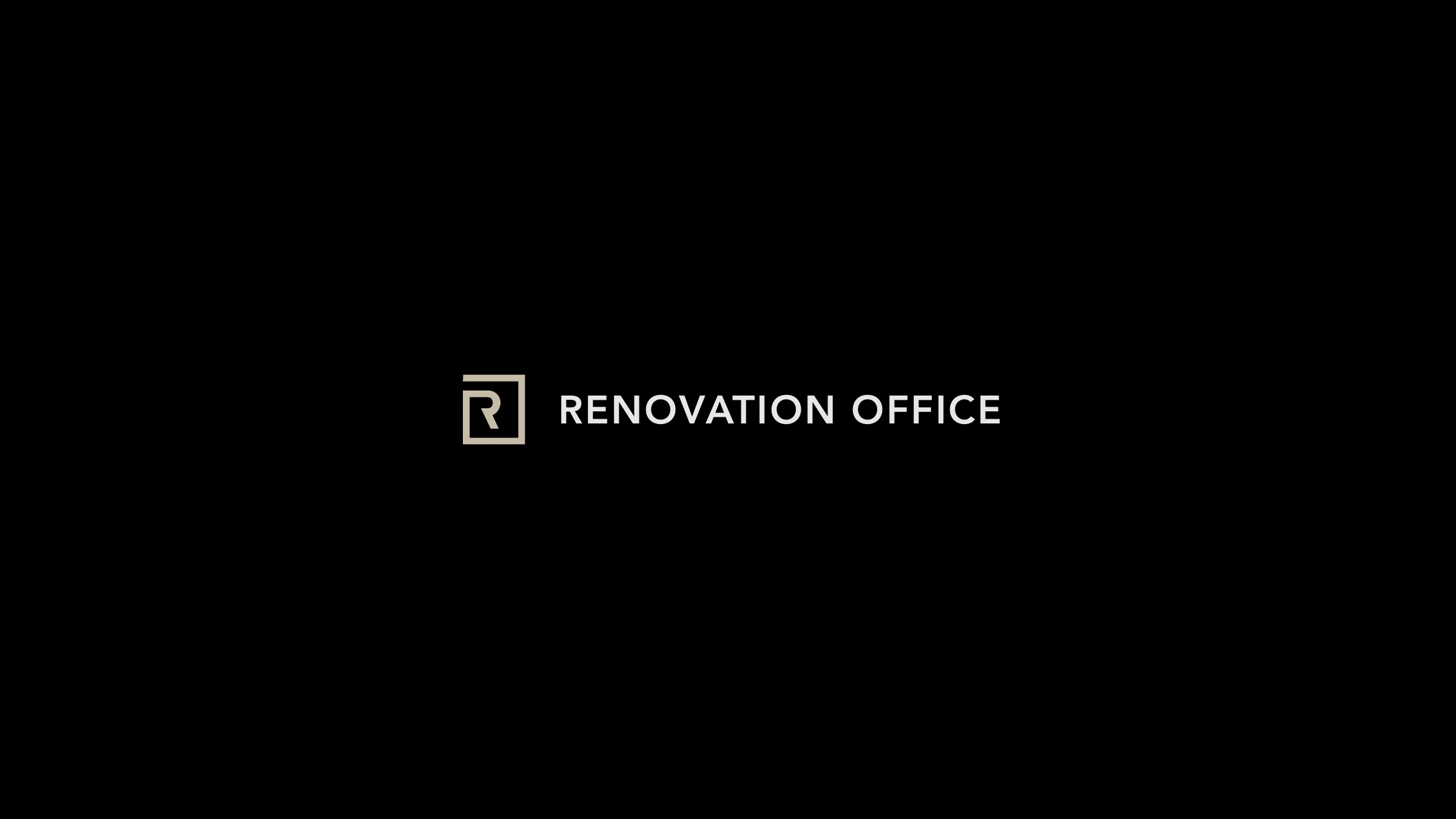 The Renovation Office logo — the R-in-a-square monogram beside the wordmark, in white on black