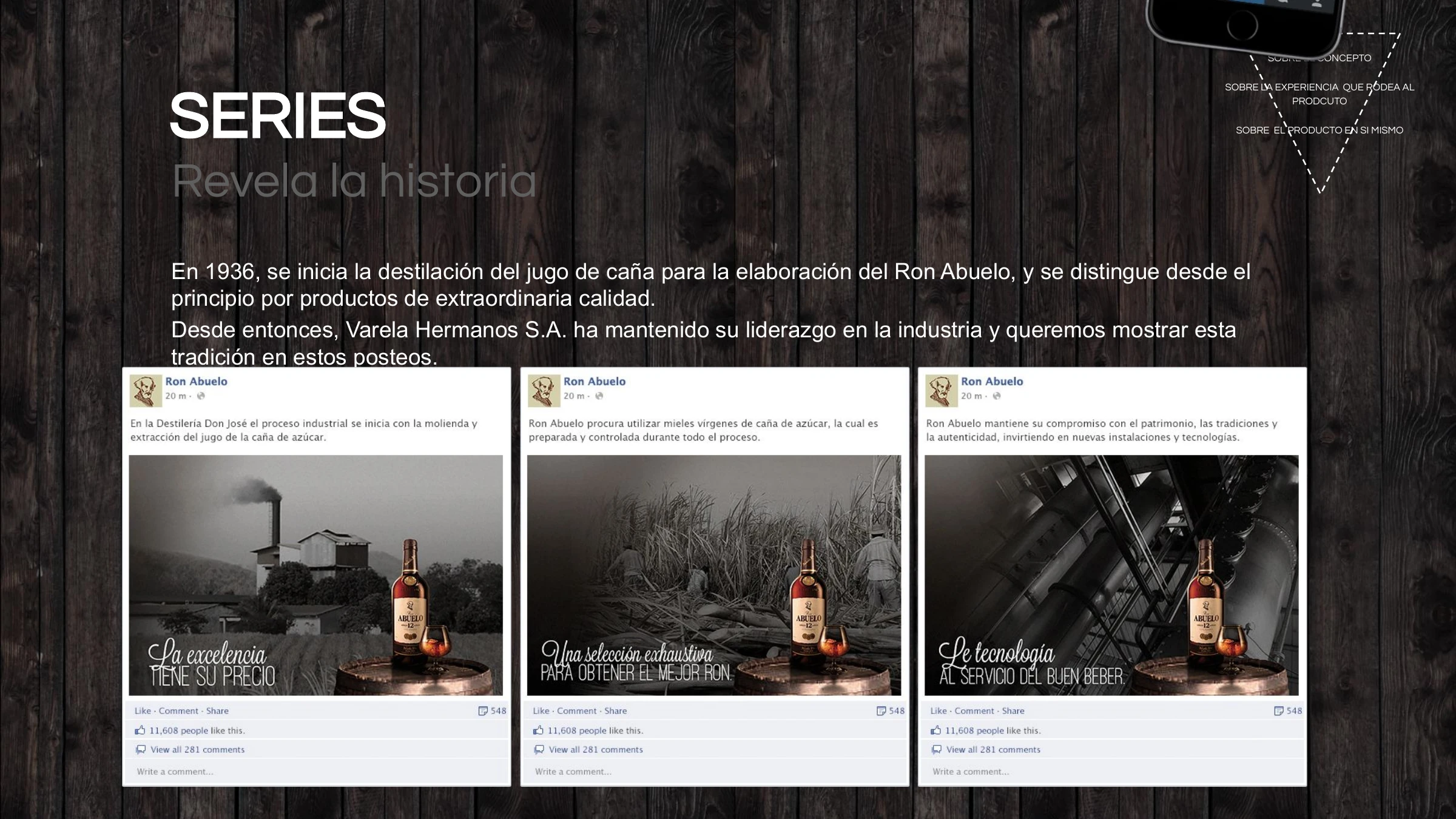 Series — Revela la Historia: black-and-white heritage posts on the rum's origins