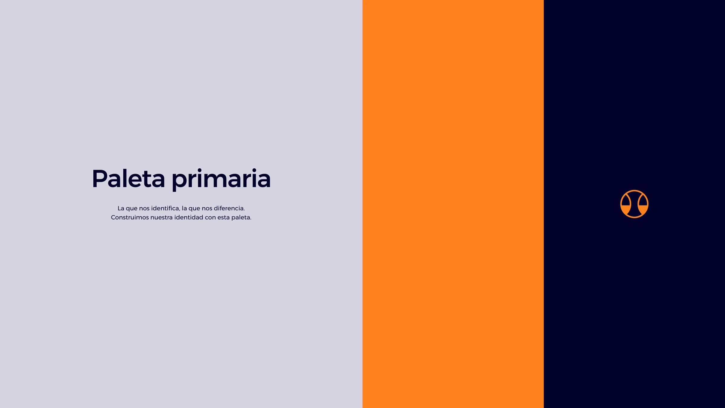 Primary palette — grey, orange and navy, the colours that identify the brand