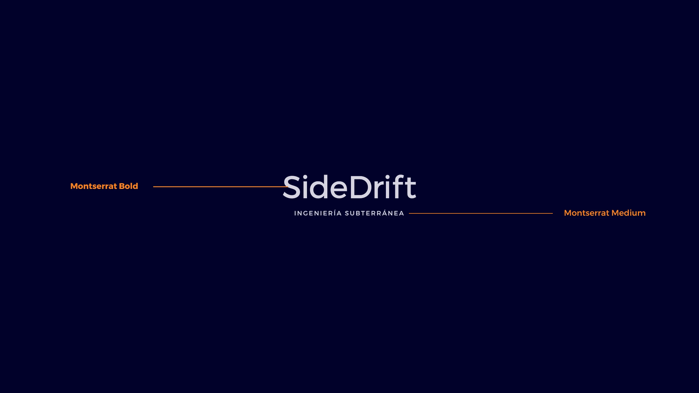The SideDrift wordmark mapped to Montserrat Bold and the tagline to Montserrat Medium