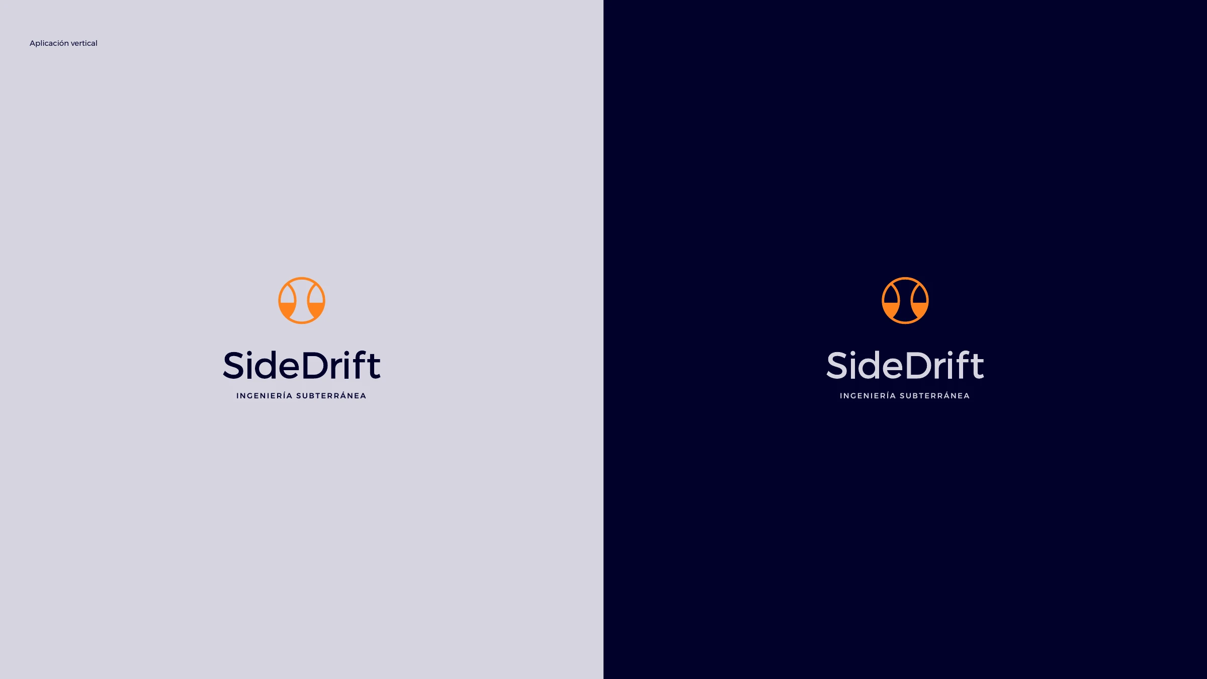 The vertical lockup of the SideDrift logo on light and navy backgrounds