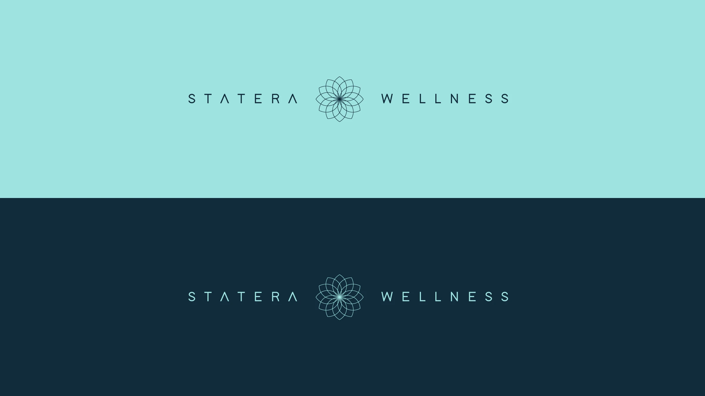 The STATERA Wellness horizontal lockup in the teal and navy palette